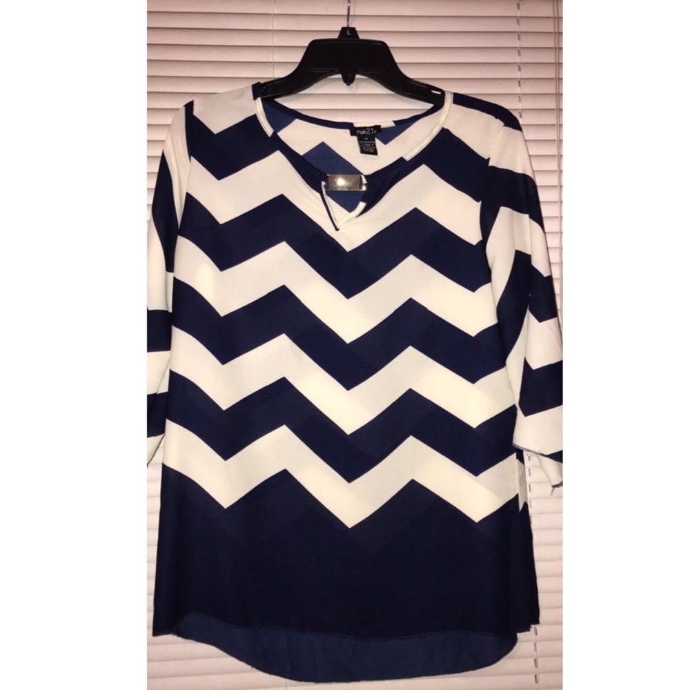 off white and navy blue blouse
